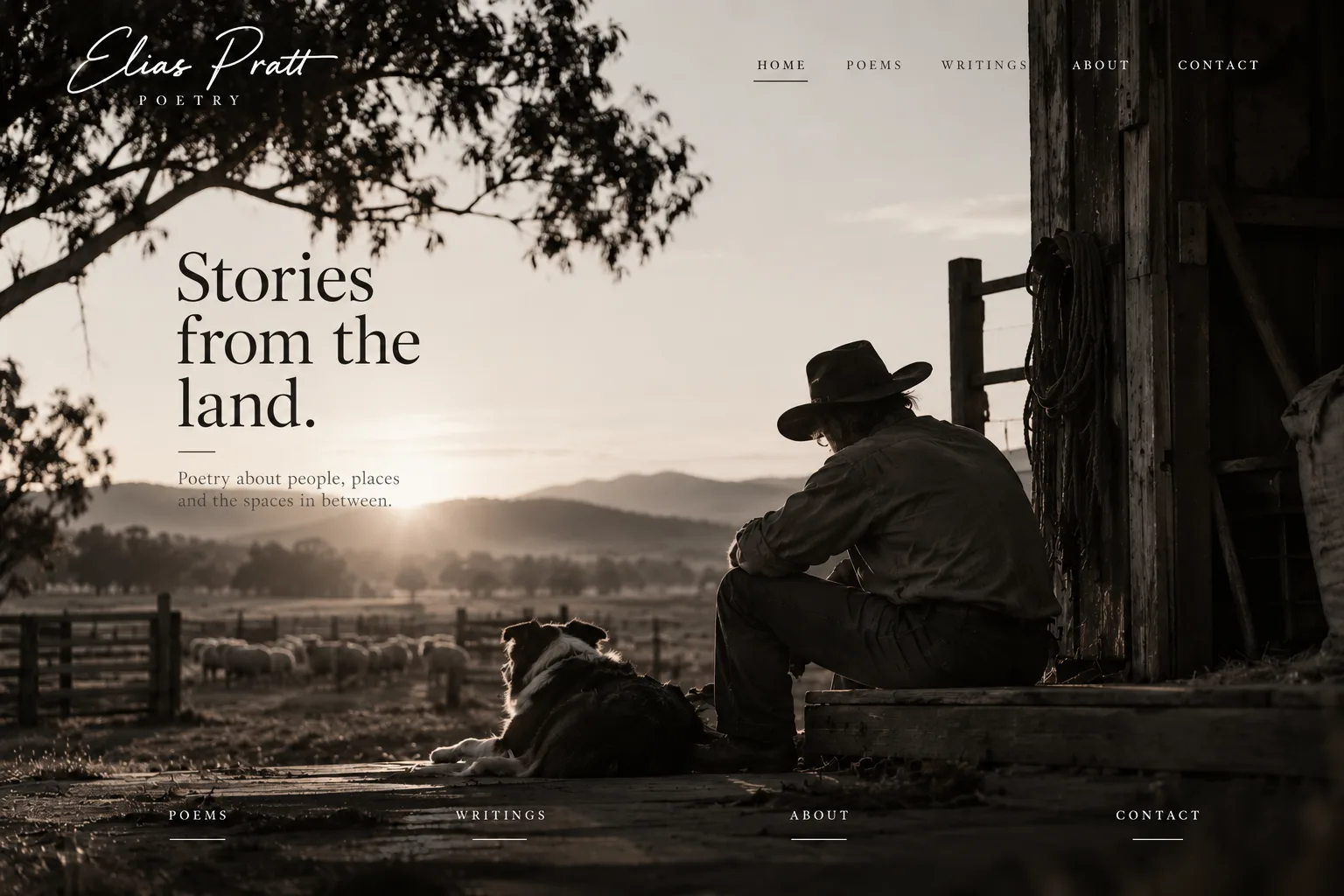 The Elias Pratt Poetry website on a laptop